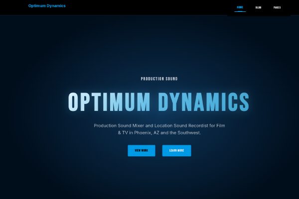 Optimum Dynamics — Production Sound website screenshot